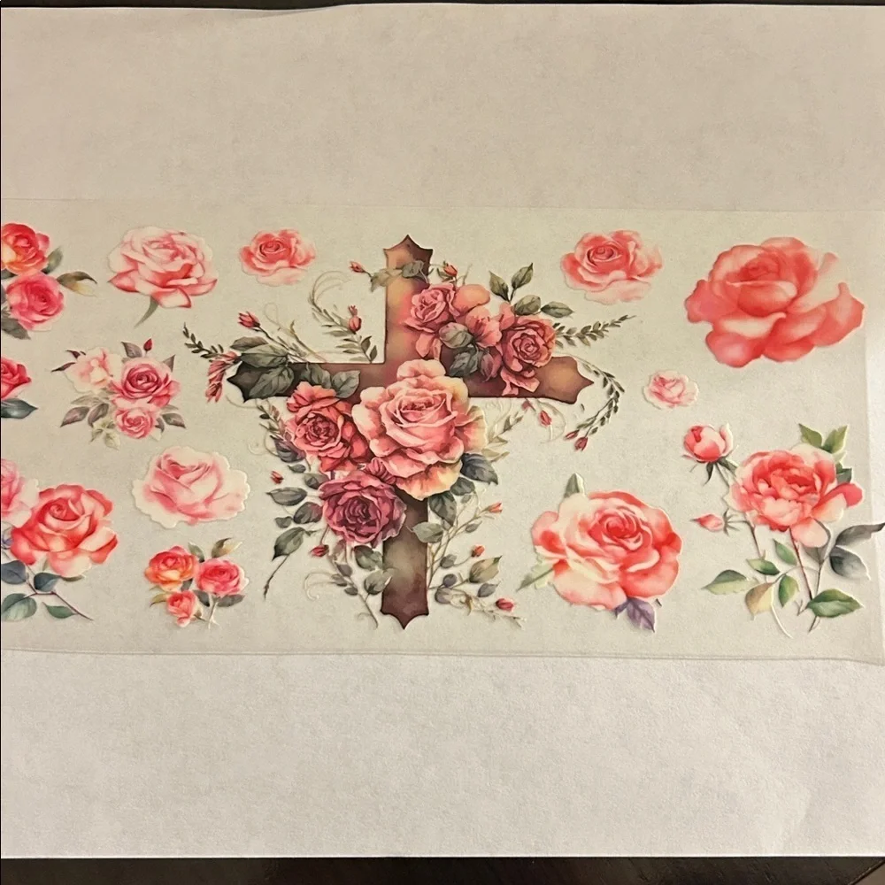 Cross Roses Cup Decal - Picture 2 of 2